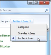 Affichage panneau de configuration Windows 7