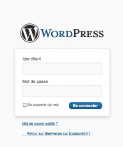 formulaire de connection WordPress