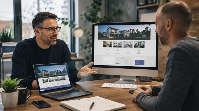 Consultant web présentant la création d’un site internet professionnel pour une entreprise à Sausheim