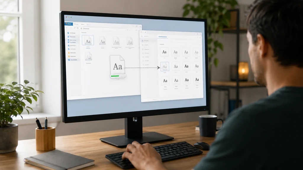 Utilisateur installant une nouvelle police d’écriture sur Windows depuis un ordinateur de bureau moderne