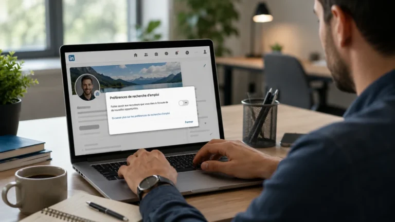 Utilisateur désactivant le statut Open to Work depuis les préférences de son profil LinkedIn