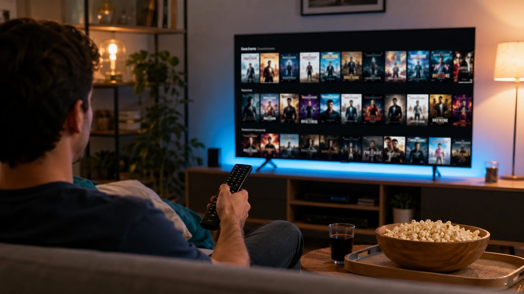 Utilisateur recherchant Moovtop pour regarder des films et séries en streaming dans son salon