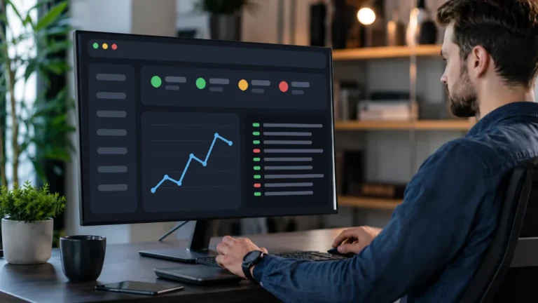 Consultant QA automation freelance analysant les résultats de tests automatisés sur une application web