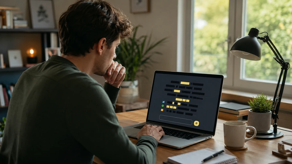 Joueur concentré devant une partie de Pédantix avec des mots progressivement révélés sur son ordinateur