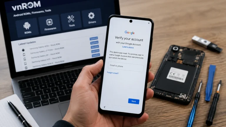 Utilisateur confronté à la vérification du compte Google sur un smartphone Android après une réinitialisation