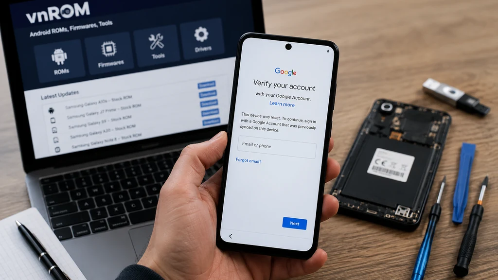 Utilisateur confronté à la vérification du compte Google sur un smartphone Android après une réinitialisation