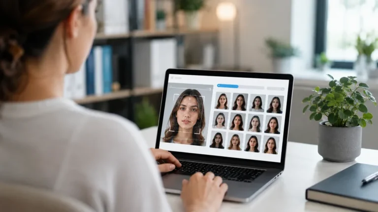 Recherche faciale avec PimEyes gratuit affichant des correspondances de visages sur un ordinateur