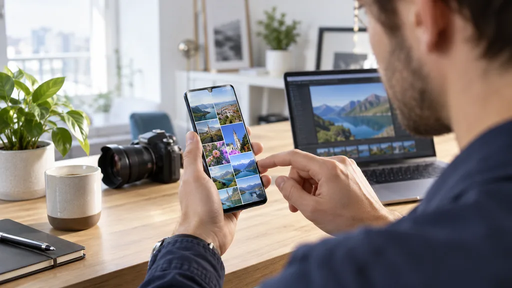 Smartphone Huawei P30 présenté sur un bureau