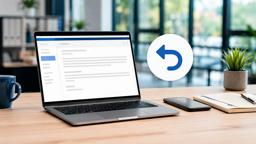Ordinateur illustrant le rappel d'un e-mail dans Outlook