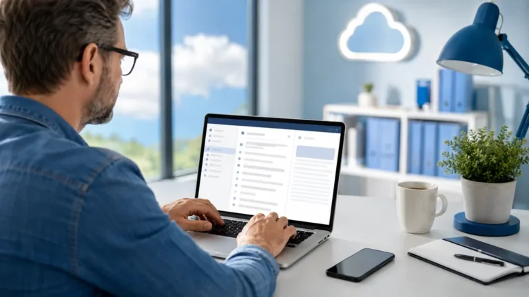 Professionnel consultant sa messagerie Roundcube OVH depuis un ordinateur