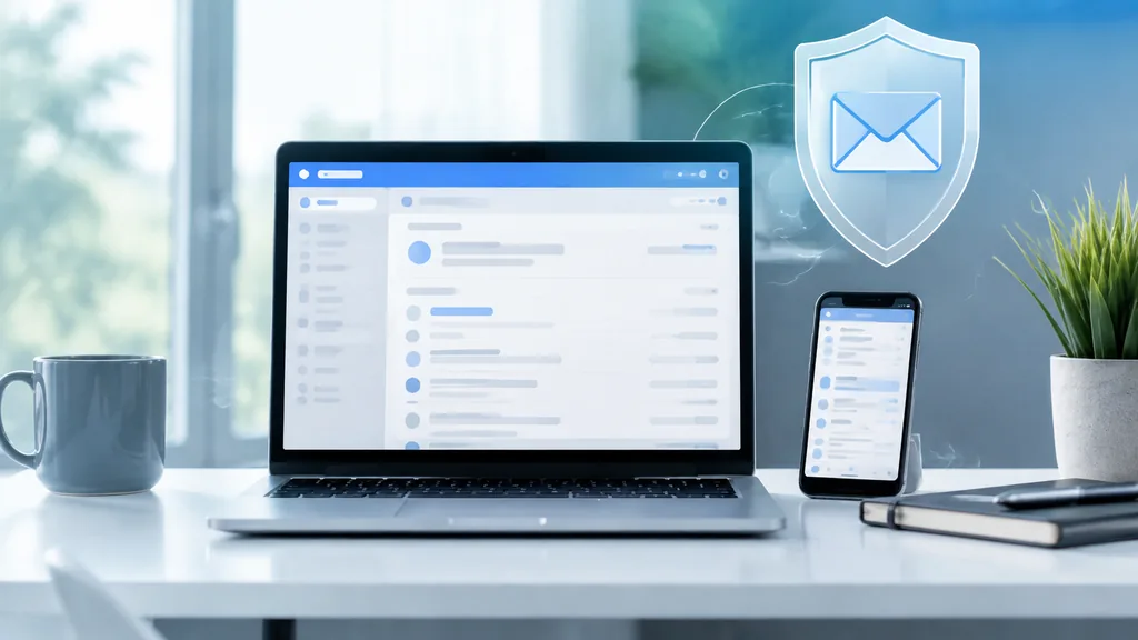 Ordinateur et smartphone illustrant une boîte e-mail temporaire YOPmail sécurisée